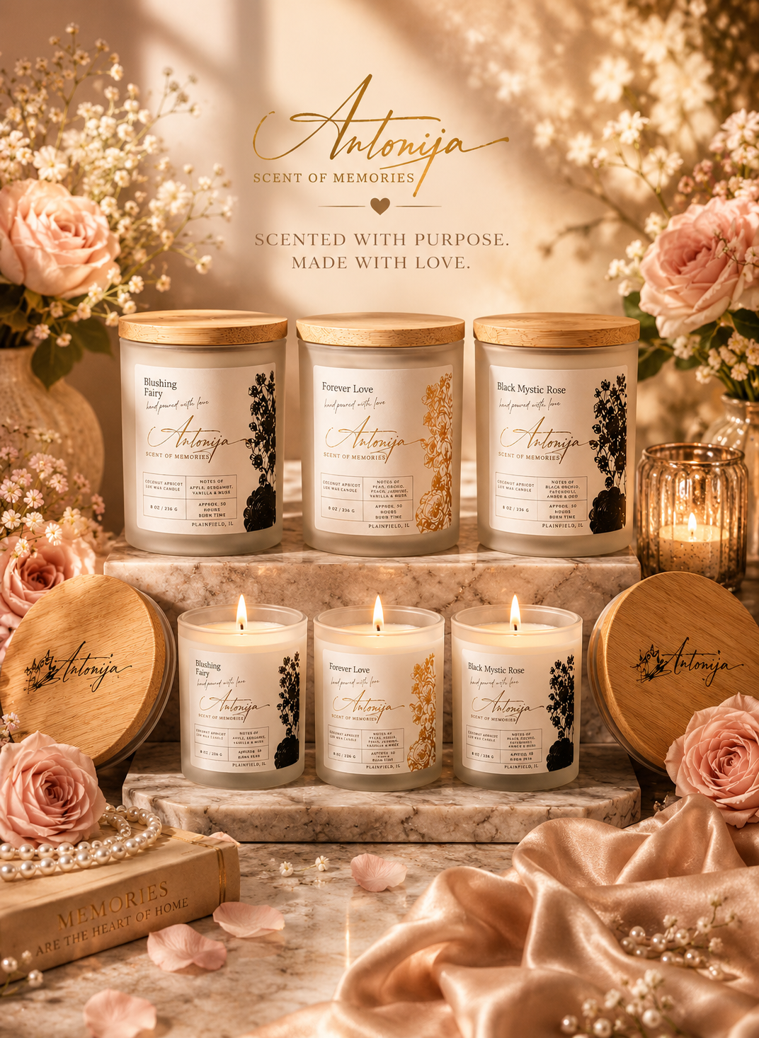The Antonija Signature Collection | Coconut Apricot Creme Wax Candles