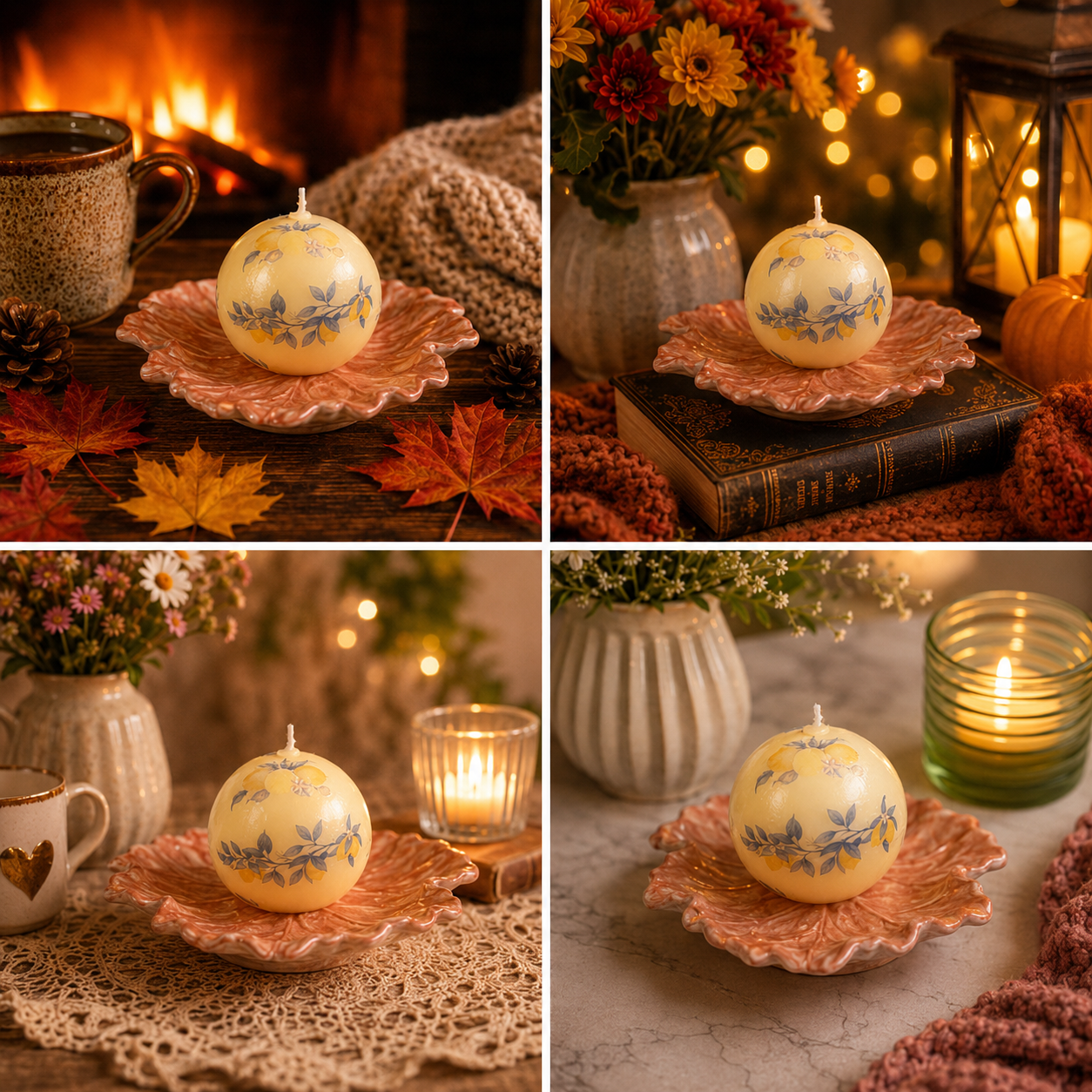 Beeswax Fruit Shaped Candles, Geometrical Scented Candle Shapes, Handmade Relaxation Gift Set, Pear, Cherries, Apple, Pumpkin, Sphere, Cube