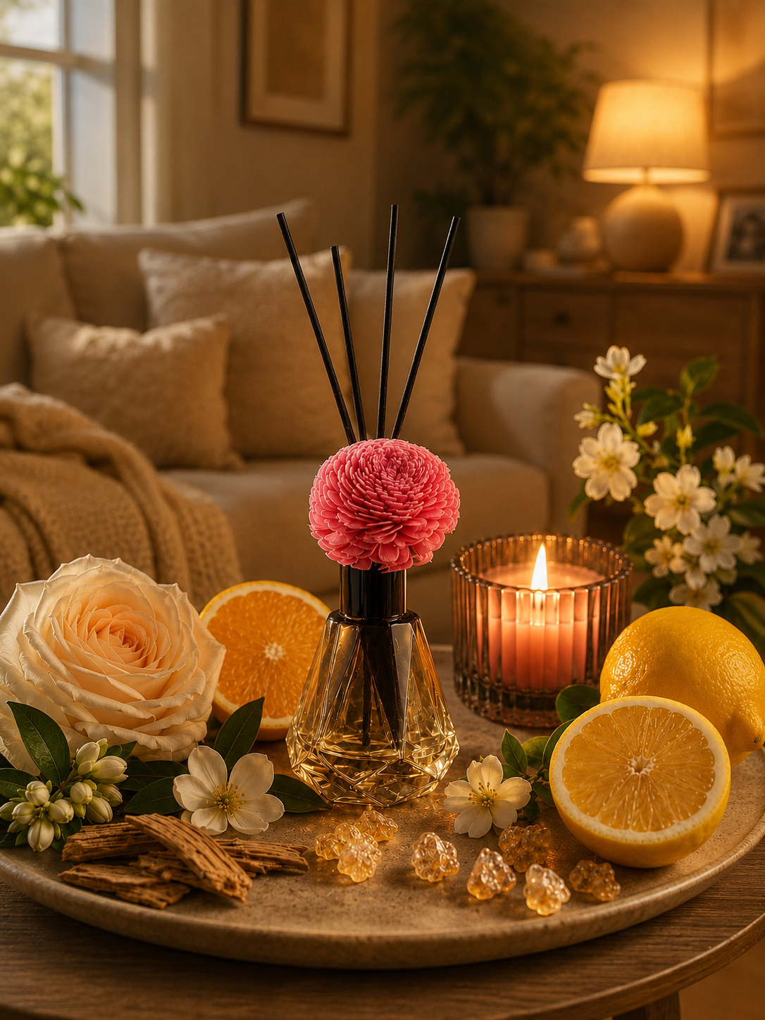 DIFFUSEUR À ROSEAUX | Parfum d'intérieur de luxe aux fleurs de bois de Sola