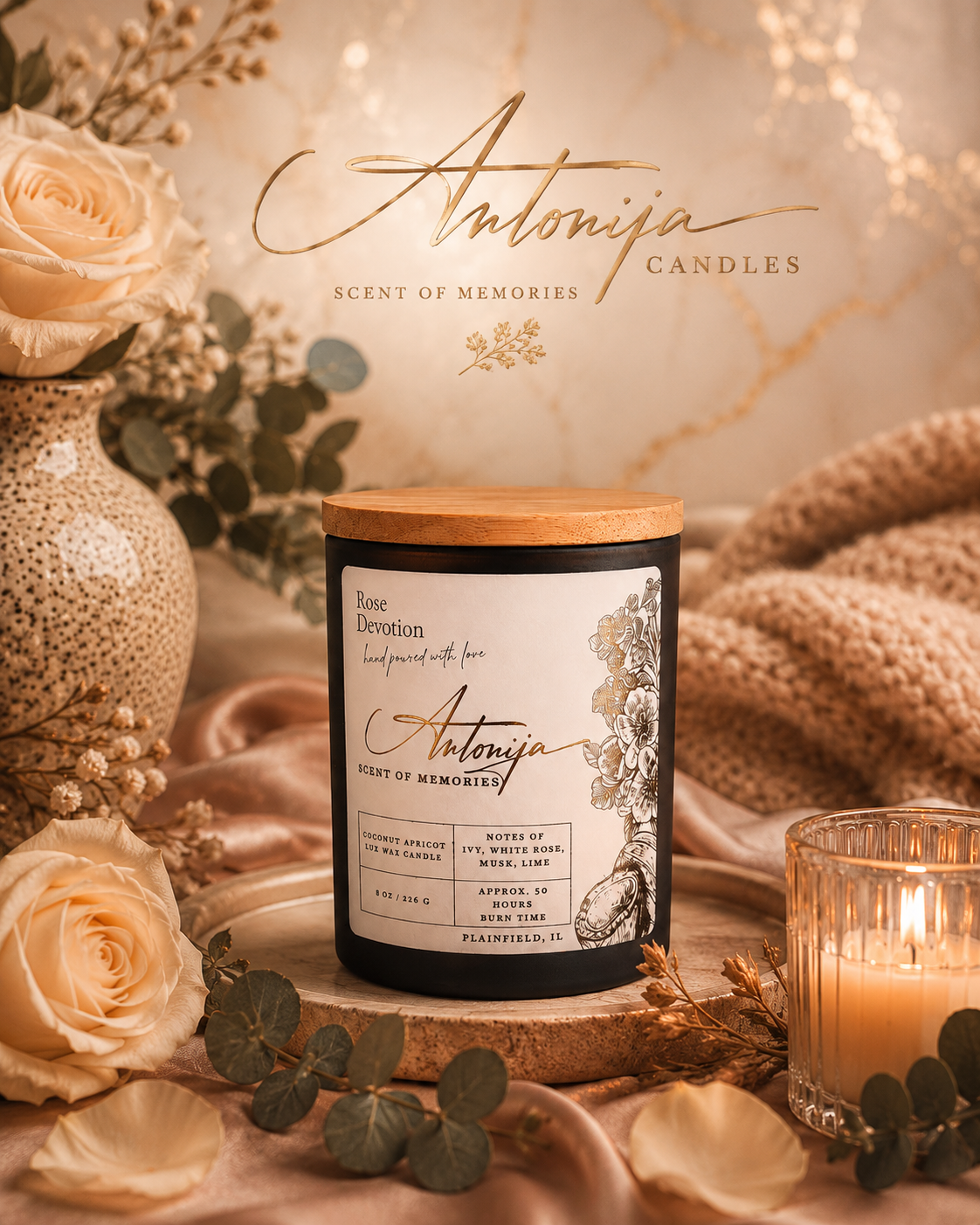 Bougie de dévotion à la rose