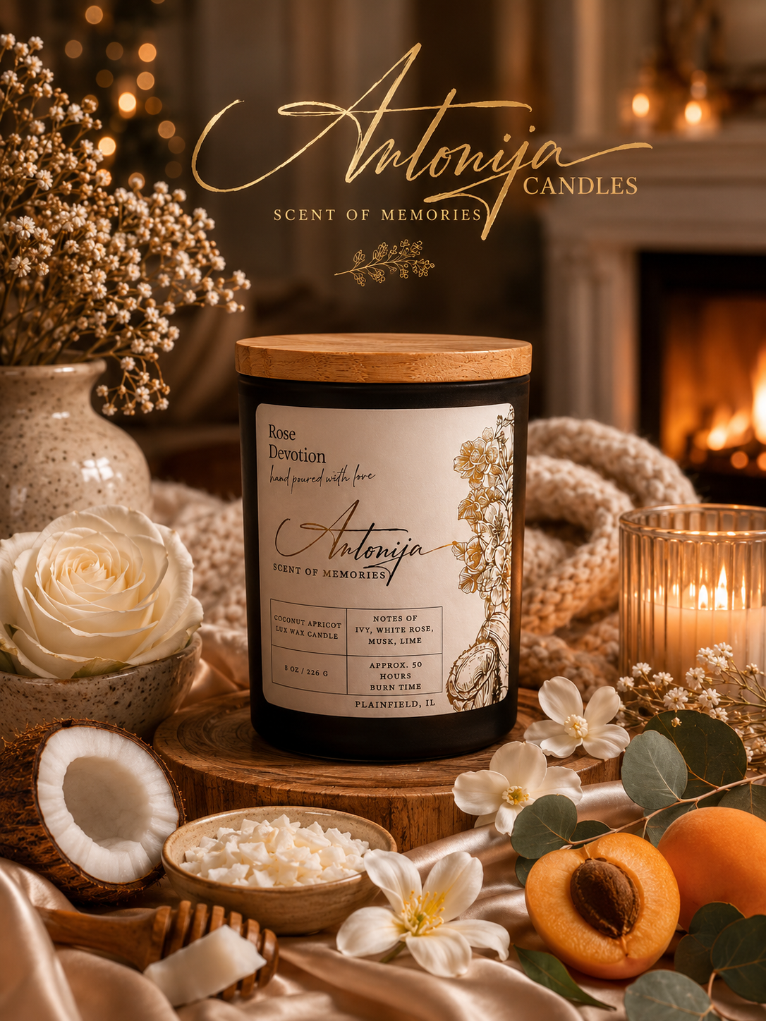 Bougie de dévotion à la rose