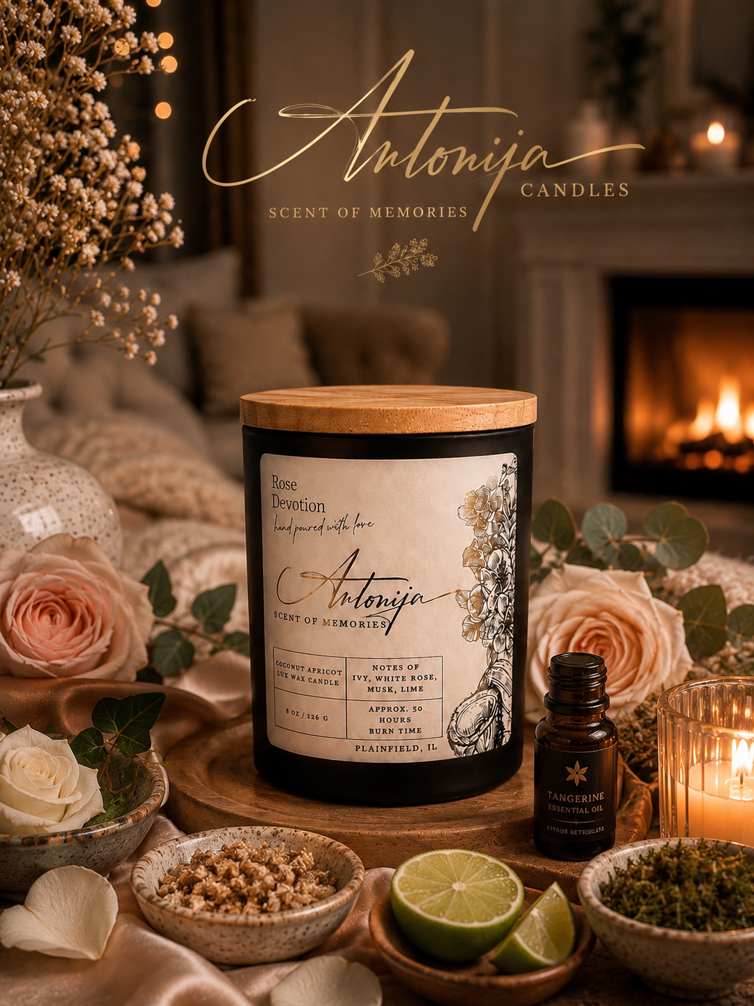 Bougie de dévotion à la rose