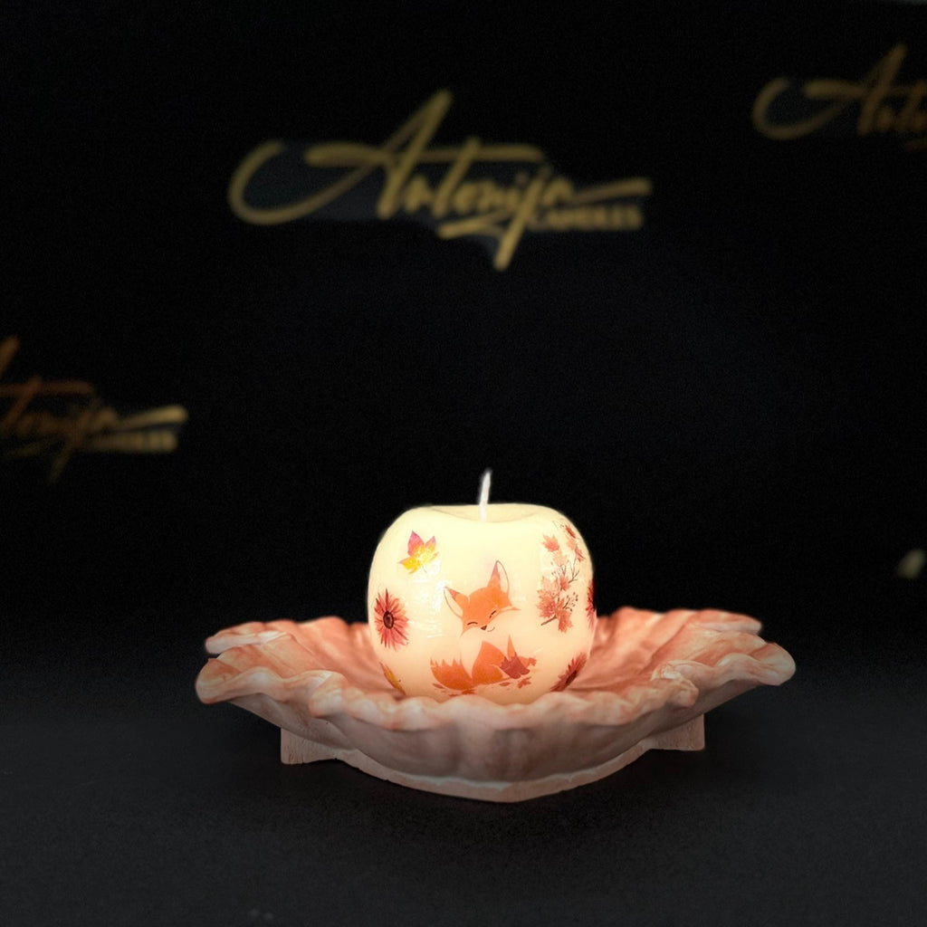 Beeswax Fruit Shaped Candles, Geometrical Scented Candle Shapes, Handmade Relaxation Gift Set, Pear, Cherries, Apple, Pumpkin, Sphere, Cube