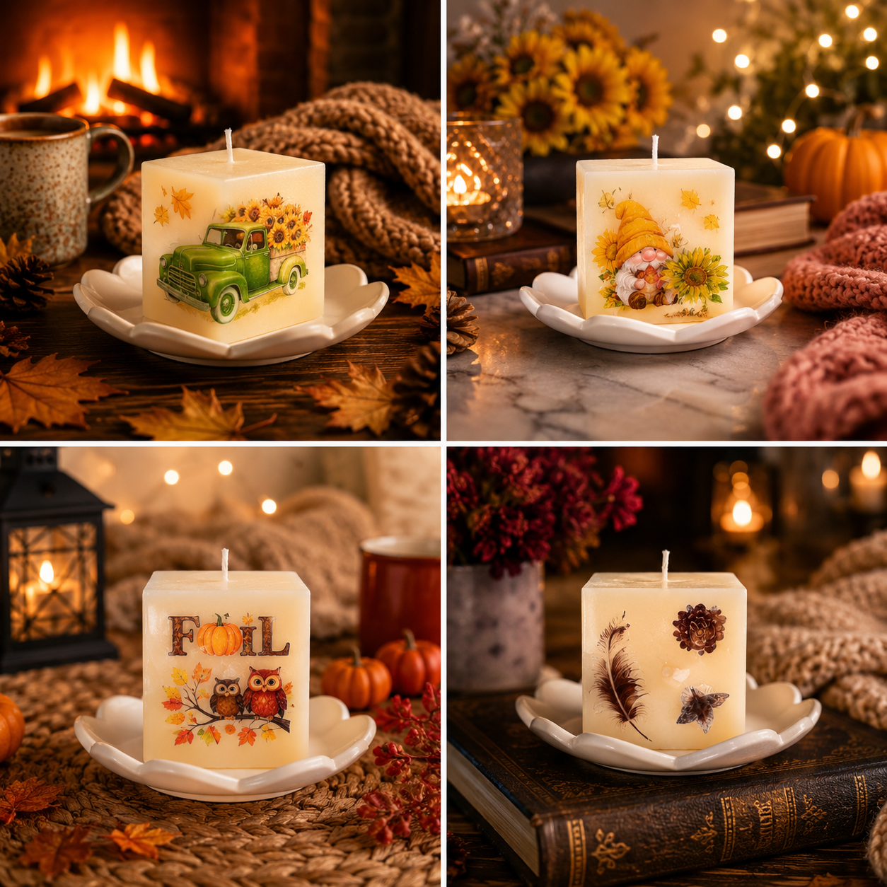 Beeswax Fruit Shaped Candles, Geometrical Scented Candle Shapes, Handmade Relaxation Gift Set, Pear, Cherries, Apple, Pumpkin, Sphere, Cube