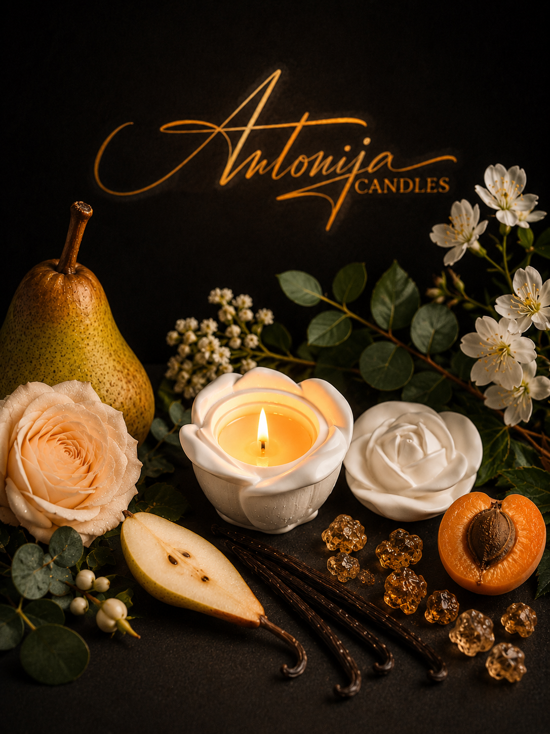 Candle in Rose Shaped Resin Reusable Vessel