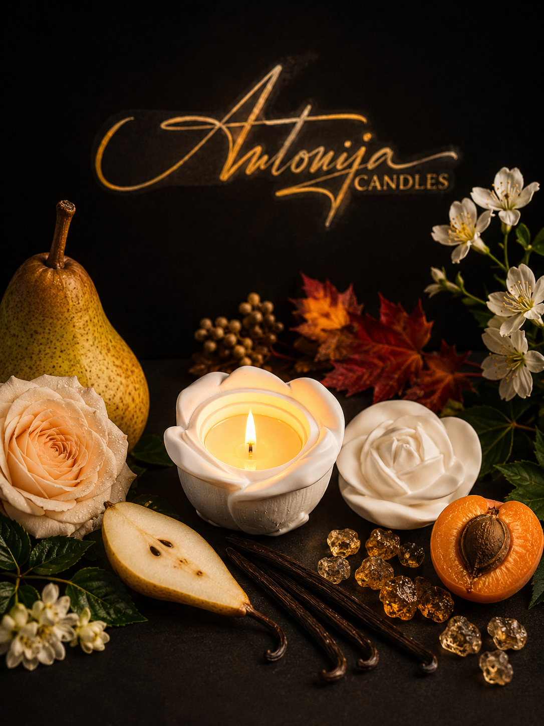 Candle in Rose Shaped Resin Reusable Vessel