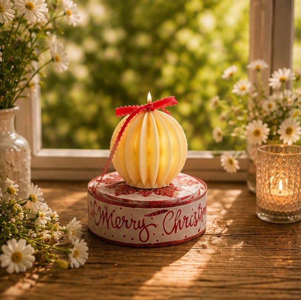 Christmas Ornament Beeswax Candle
