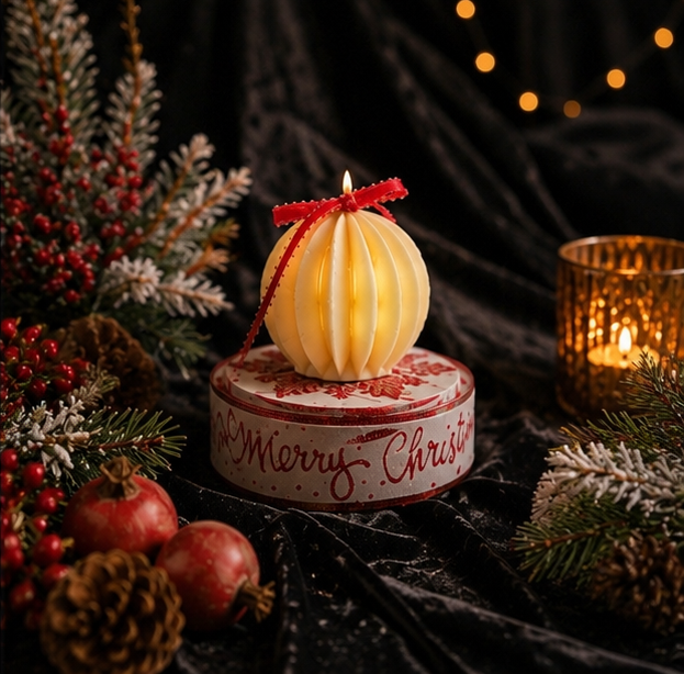 Christmas Ornament Beeswax Candle