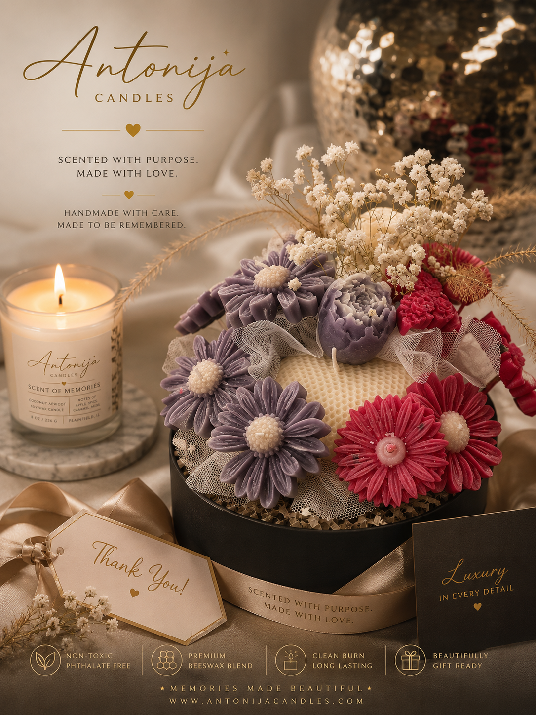 BEESWAX CANDLE BOUQUET
