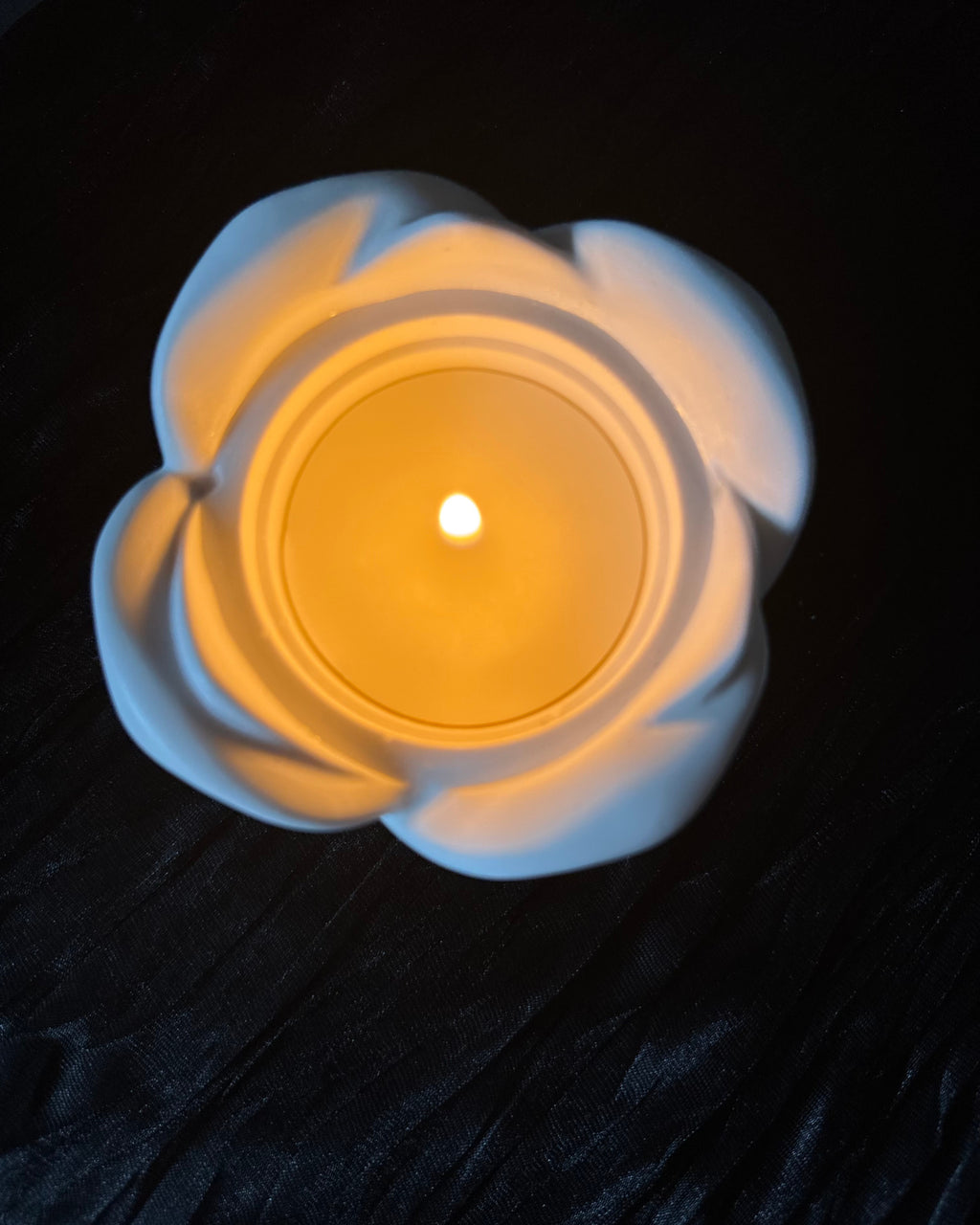 Candle in Rose Shaped Resin Reusable Vessel